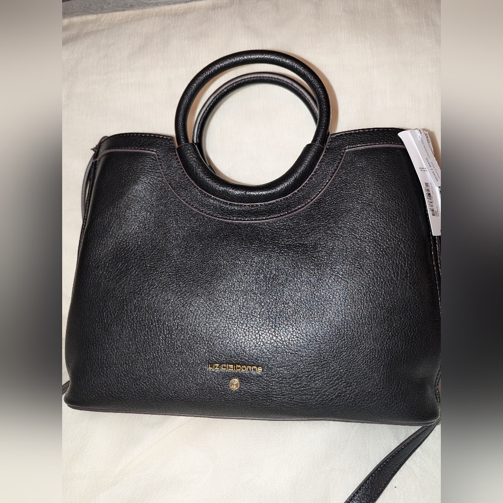 Liz Claiborne Triple Compartment Mallory Ring Satchel Black NWT